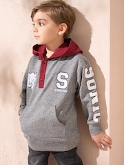 Angel & Rocket Grey Sonic Textured Mix Fabric 100% Cotton Hoodie - Image 2 of 6