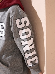 Angel & Rocket Grey Sonic Textured Mix Fabric 100% Cotton Hoodie - Image 3 of 6