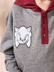 Angel & Rocket Grey Sonic Textured Mix Fabric 100% Cotton Hoodie - Image 4 of 6