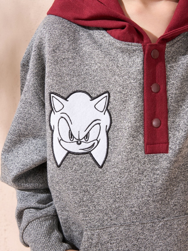Angel & Rocket Grey Sonic Textured Mix Fabric 100% Cotton Hoodie - Image 4 of 6