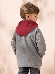 Angel & Rocket Grey Sonic Textured Mix Fabric 100% Cotton Hoodie - Image 5 of 6