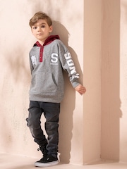 Angel & Rocket Grey Sonic Textured Mix Fabric 100% Cotton Hoodie - Image 6 of 6