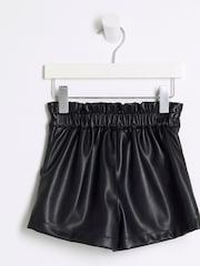 River Island Black Girls Faux Leather Military Shorts - Image 4 of 4