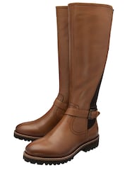 Lotus Brown Leather Knee High Boots - Image 2 of 4