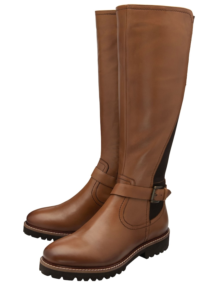 Lotus Brown Leather Knee High Boots - Image 2 of 4
