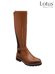 Lotus Brown Leather Knee High Boots - Image 2 of 6