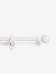 White Klick Fit Ball Finial Extendable Curtain Pole Kit 28mm - Image 1 of 5