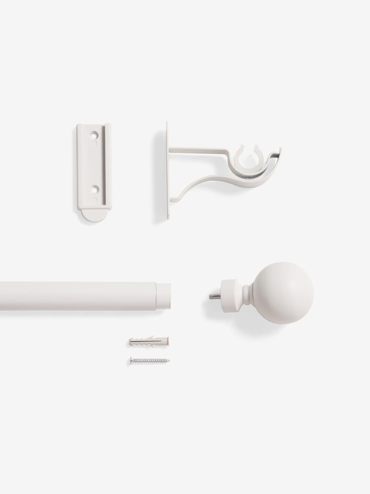 White Klick Fit Ball Finial Extendable Curtain Pole Kit 28mm - Image 5 of 5