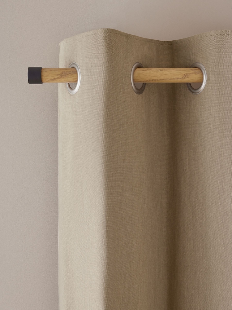 Black/Driftwood Wood Effect Klick Fit Stud Finial Extendable Curtain Pole Kit - Image 3 of 5