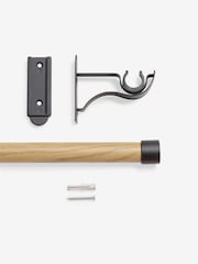 Black/Driftwood Wood Effect Klick Fit Stud Finial Extendable Curtain Pole Kit - Image 5 of 5