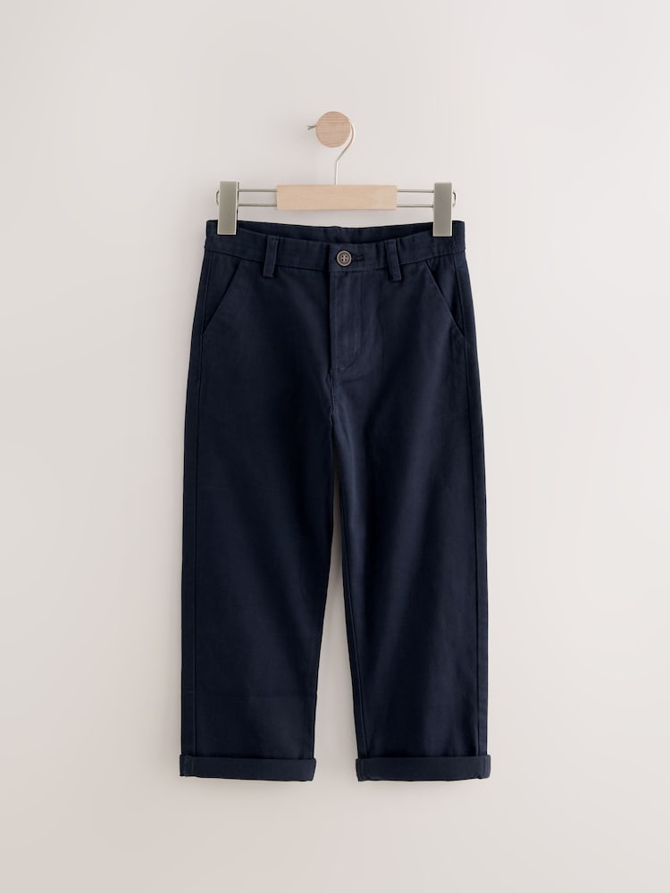 Navy Blue Wide Fit Stretch Chino Trousers (3-17yrs) - Image 1 of 4