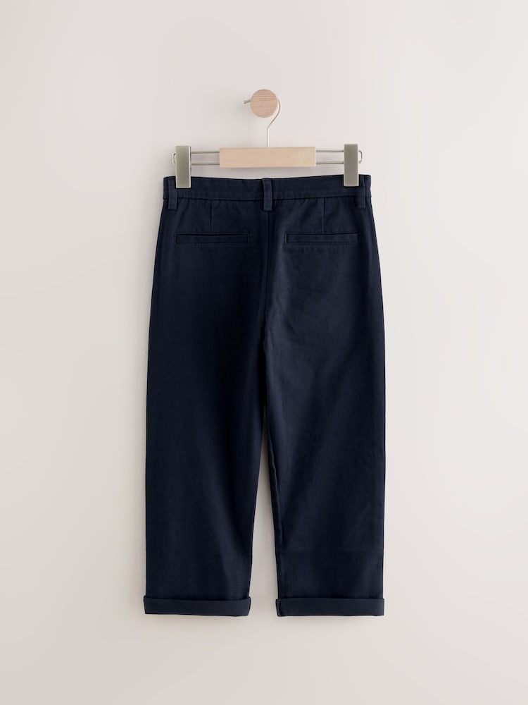 Navy Blue Wide Fit Stretch Chino Trousers (3-17yrs) - Image 2 of 4