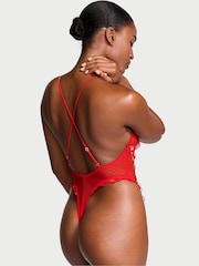 Victoria's Secret Vermillion Red Bow Embroidery Bodysuit - Image 2 of 4