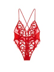 Victoria's Secret Vermillion Red Bow Embroidery Bodysuit - Image 3 of 4