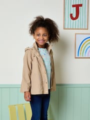 Joules Girls' Meadow Brown Showerproof Raincoat With Hood - Image 2 of 7