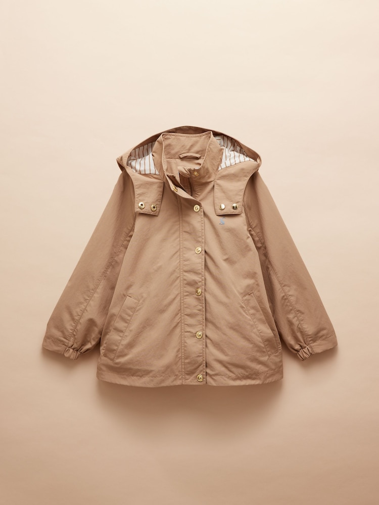Joules Girls' Meadow Brown Showerproof Raincoat With Hood - Image 3 of 7