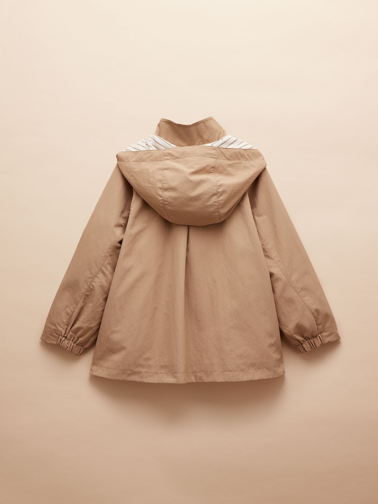 Joules Girls' Meadow Brown Showerproof Raincoat With Hood - Image 4 of 7