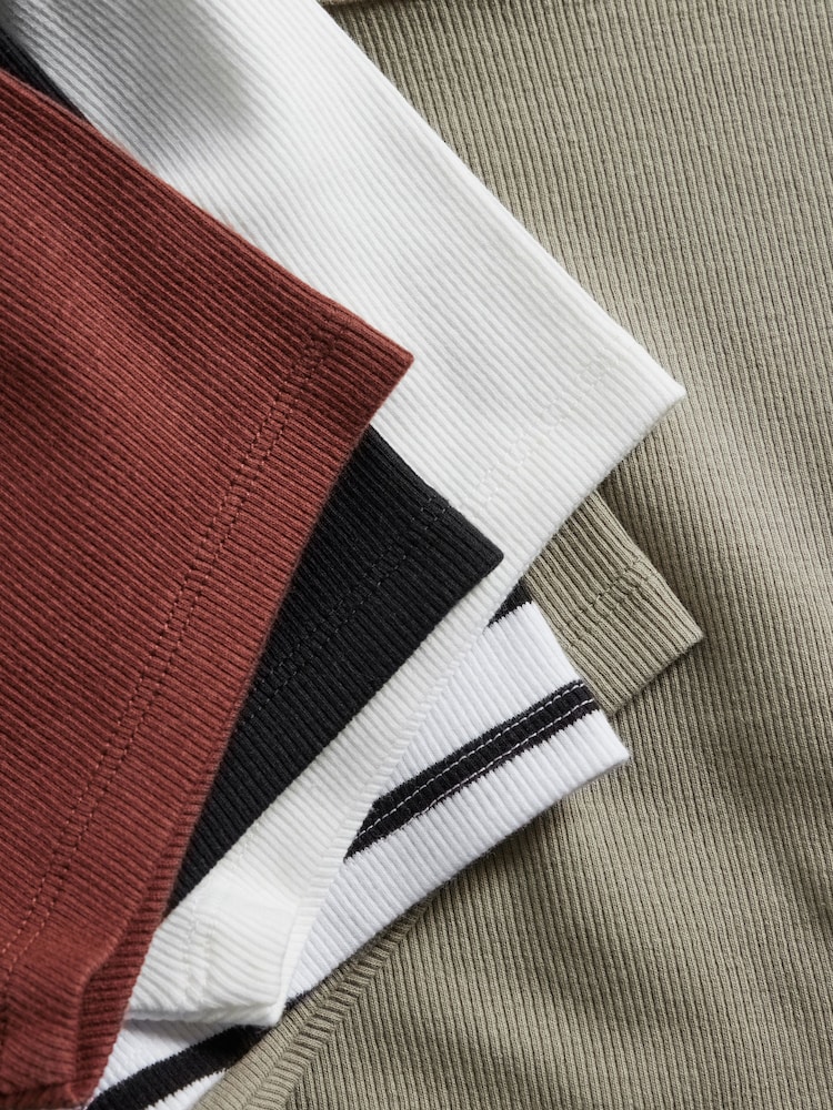 Khakigrün/Burgunderrot/Cream/Schwarz/Streifen - The Set – 5er-Pack gerippte Kurzarm-T-Shirts - Bild 13 von 13 Khakigrün/Burgunderrot/Cream/Schwarz/Streifen - The Set – 5er-Pack gerippte Kurzarm-T-Shirts - Bild 13 von 13
