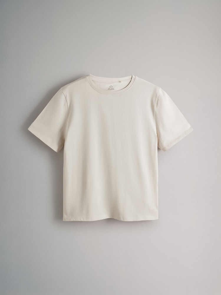 Zwart/taupe bruin/kiezelkleurig/grijs gemêleerd/crèmekleurig - The Set 5 Pack Relaxed Short Sleeve 100% Cotton T-Shirts - Image 9 of 14
