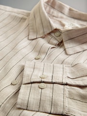 The Set Black/Red/Ecru Stripe 3 Pack Button Through Long Sleeve Shirts with Linen - Image 10 of 11