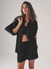 The Set Black/Red/Ecru Stripe 3 Pack Button Through Long Sleeve Shirts with Linen - Image 3 of 11