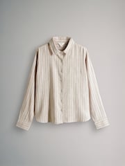 The Set Black/Red/Ecru Stripe 3 Pack Button Through Long Sleeve Shirts with Linen - Image 7 of 11