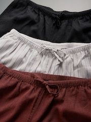 The Set Black/Brown/Ecru Stripe 3 Pack Pull On Wide Leg Trousers With Linen - Image 12 of 13