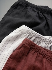 The Set Black/Brown/Ecru Stripe 3 Pack Pull On Wide Leg Trousers With Linen - Image 13 of 13