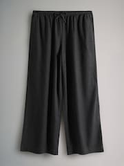 The Set Black/Brown/Ecru Stripe 3 Pack Pull On Wide Leg Trousers With Linen - Image 9 of 13