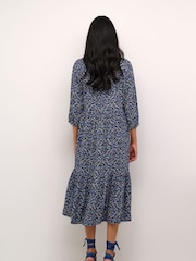 Cream Blue CRTiah 3/4 Sleeves Round Neck Maxi Dress - Image 2 of 6