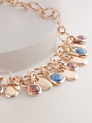 Gold Tone Resin Stone Drop Necklace - Image 4 of 5