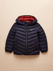 Joules Kids' Cairn Navy Blue Showerproof Padded Coat - Image 1 of 5