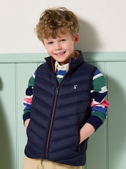 Joules Boys' Crofton Gilet Navy Blue Showerproof Padded Gilet - Image 1 of 7