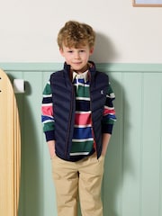 Joules Boys' Crofton Gilet Navy Blue Showerproof Padded Gilet - Image 2 of 7