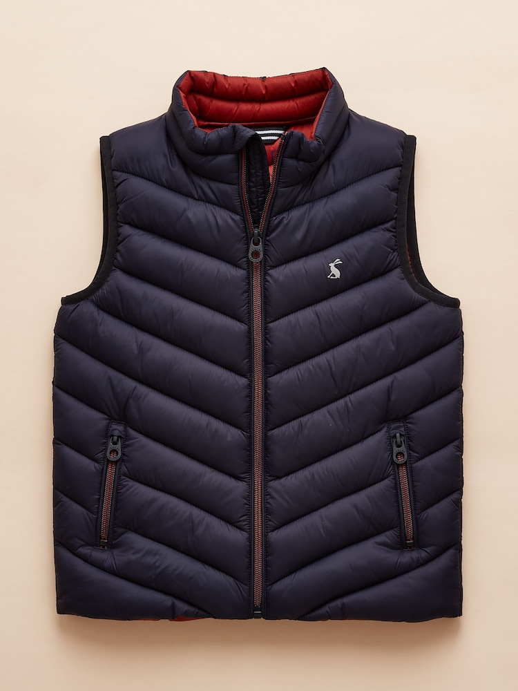 Joules Boys' Crofton Gilet Navy Blue Showerproof Padded Gilet - Image 3 of 7