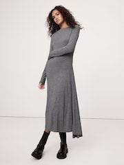 Banana Republic Grey Wool-Blend Asymmetric Midi Dress - Image 1 of 4