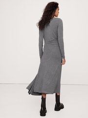 Banana Republic Grey Wool-Blend Asymmetric Midi Dress - Image 2 of 4