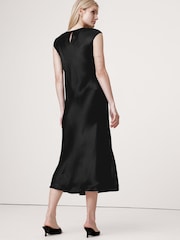 Banana Republic Black Bias-Cut Satin Midi Dress - Image 2 of 3