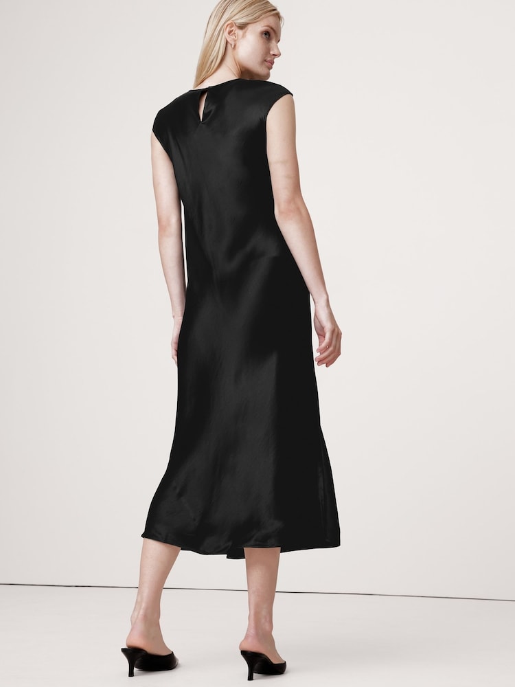 Banana Republic Black Bias-Cut Satin Midi Dress - Image 2 of 3