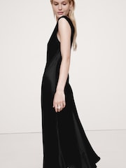 Banana Republic Black Bias-Cut Satin Midi Dress - Image 3 of 3