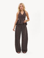 LOAVIES Brown Always Right Polka Dot Balloon Trousers - Image 1 of 5
