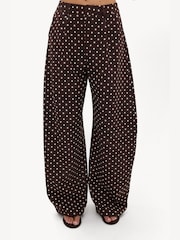 LOAVIES Brown Always Right Polka Dot Balloon Trousers - Image 3 of 5