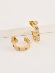 kate spade new york Gold Tone Huggies Sapphire Earrings - Image 1 of 3