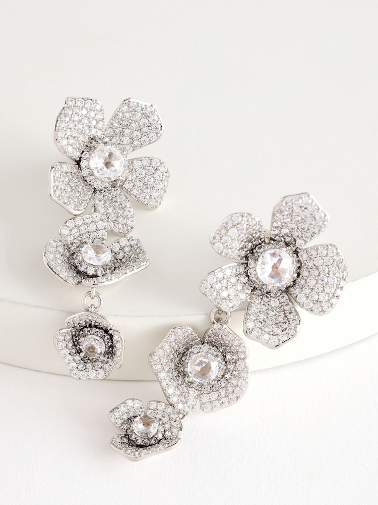 kate spade new york Silver Tone Linear Clear Earrings - Image 1 of 3