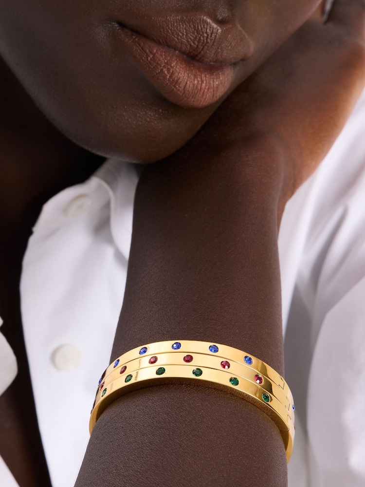 kate spade new york Emerald Gold Hinged Bangle Bracelet - Image 1 of 3