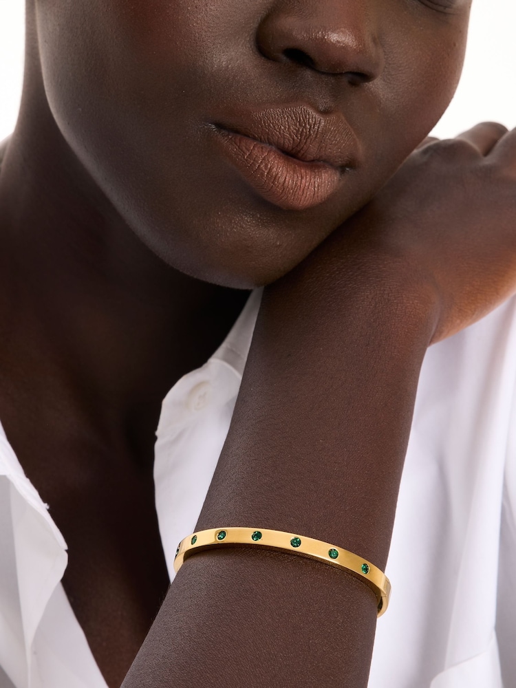 kate spade new york Emerald Gold Hinged Bangle Bracelet - Image 2 of 3