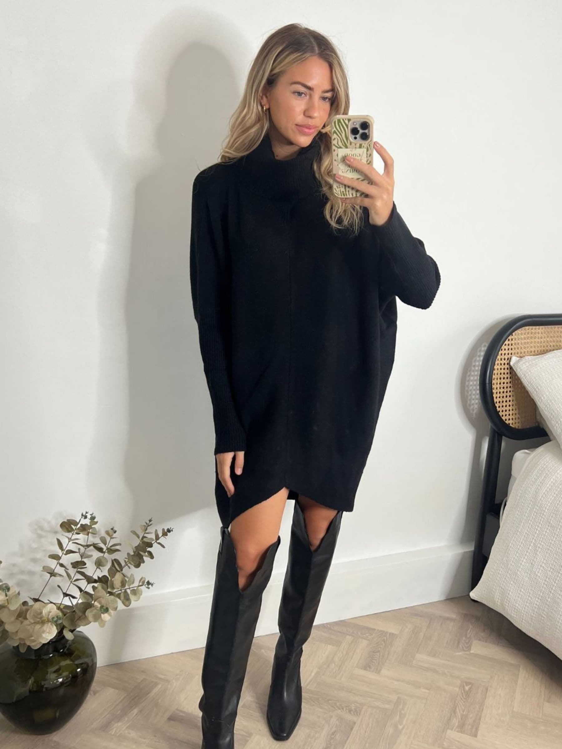 Buy Style Cheat Black Longer Length Hope Jumper Dress from