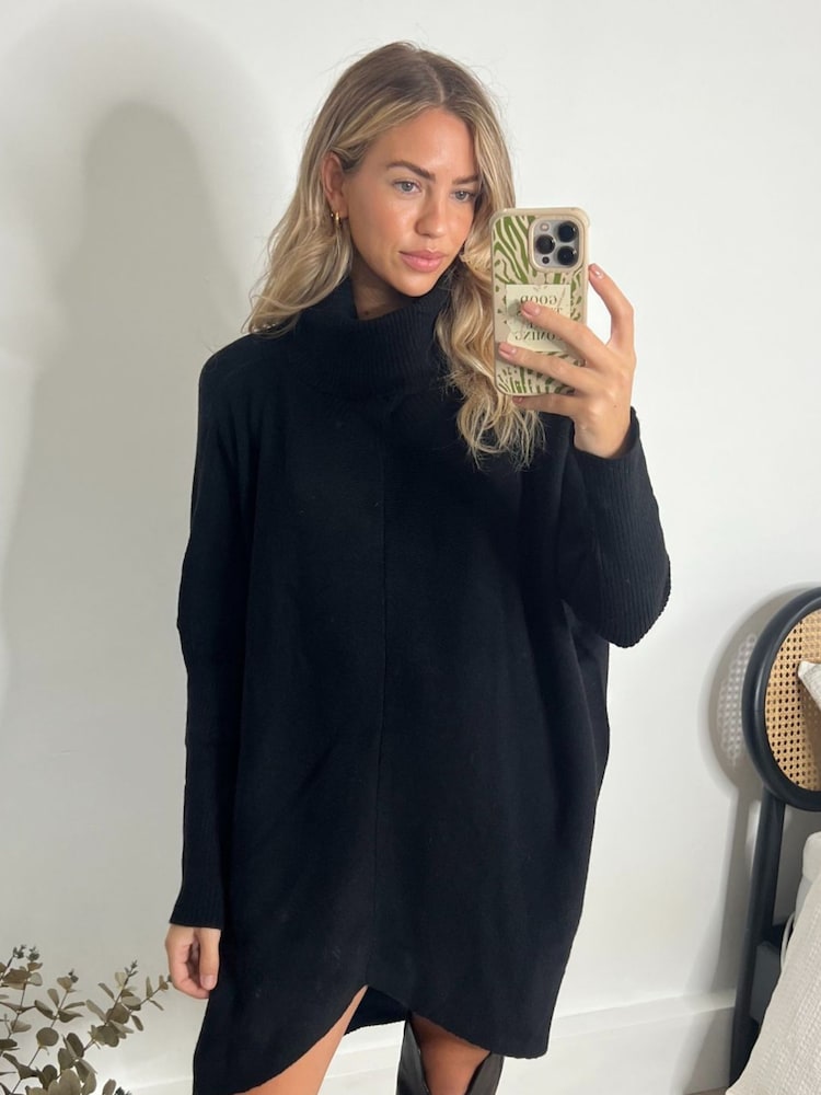 Style Cheat Black Longer Length Hope Jumper Dress - Image 4 of 4