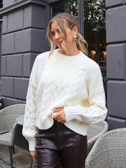 Style Cheat Cream Juniper Cable Knit  Jumper - Image 1 of 4