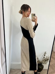Style Cheat Cream Brynn Colourblock Knitted Dress - Image 2 of 4